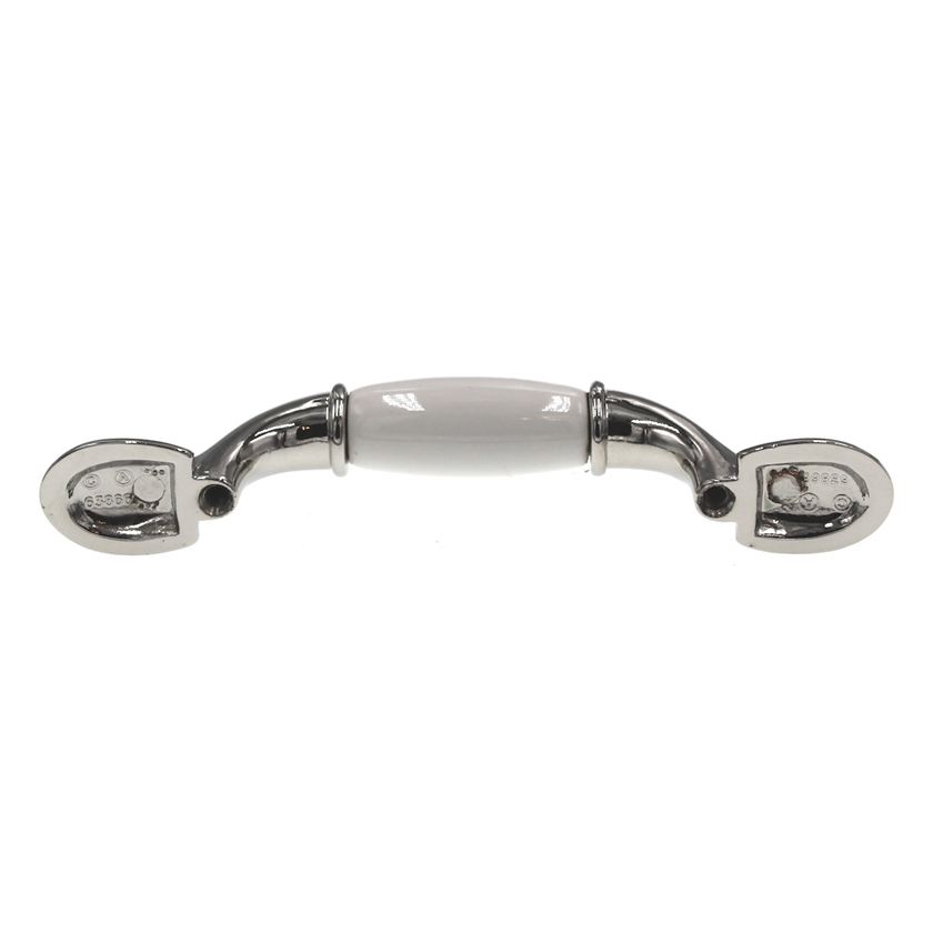 Amerock BP76245-26W Polished Chrome 3"cc Cabinet Handle Pull, White Ceramic Center