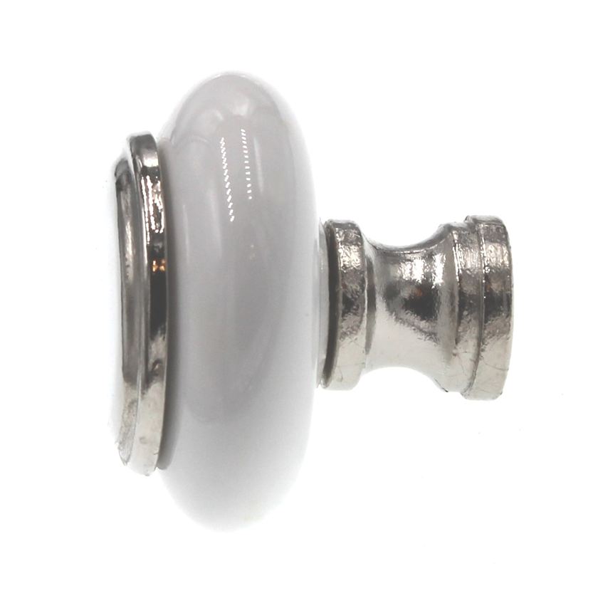Amerock BP76246-26W White 1 1/4" Cabinet Knob w/Polished Chrome Stem Center