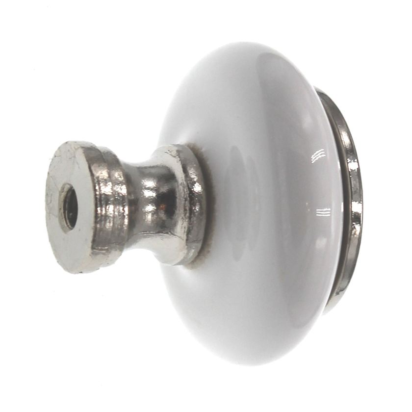 Amerock BP76246-26W White 1 1/4" Cabinet Knob w/Polished Chrome Stem Center