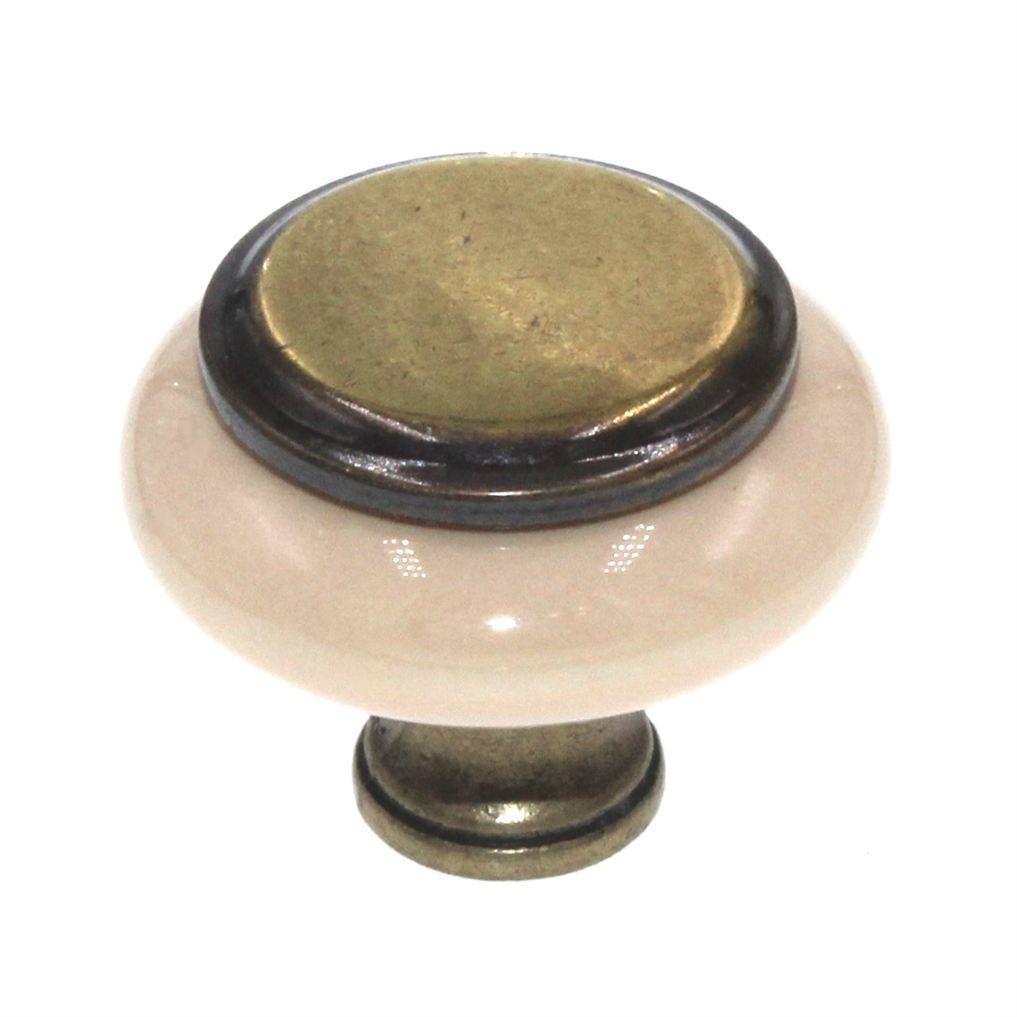 Amerock Royal Burnished Brass, Almond 1 1/4" Cabinet Knob Pull BP76246-ALB