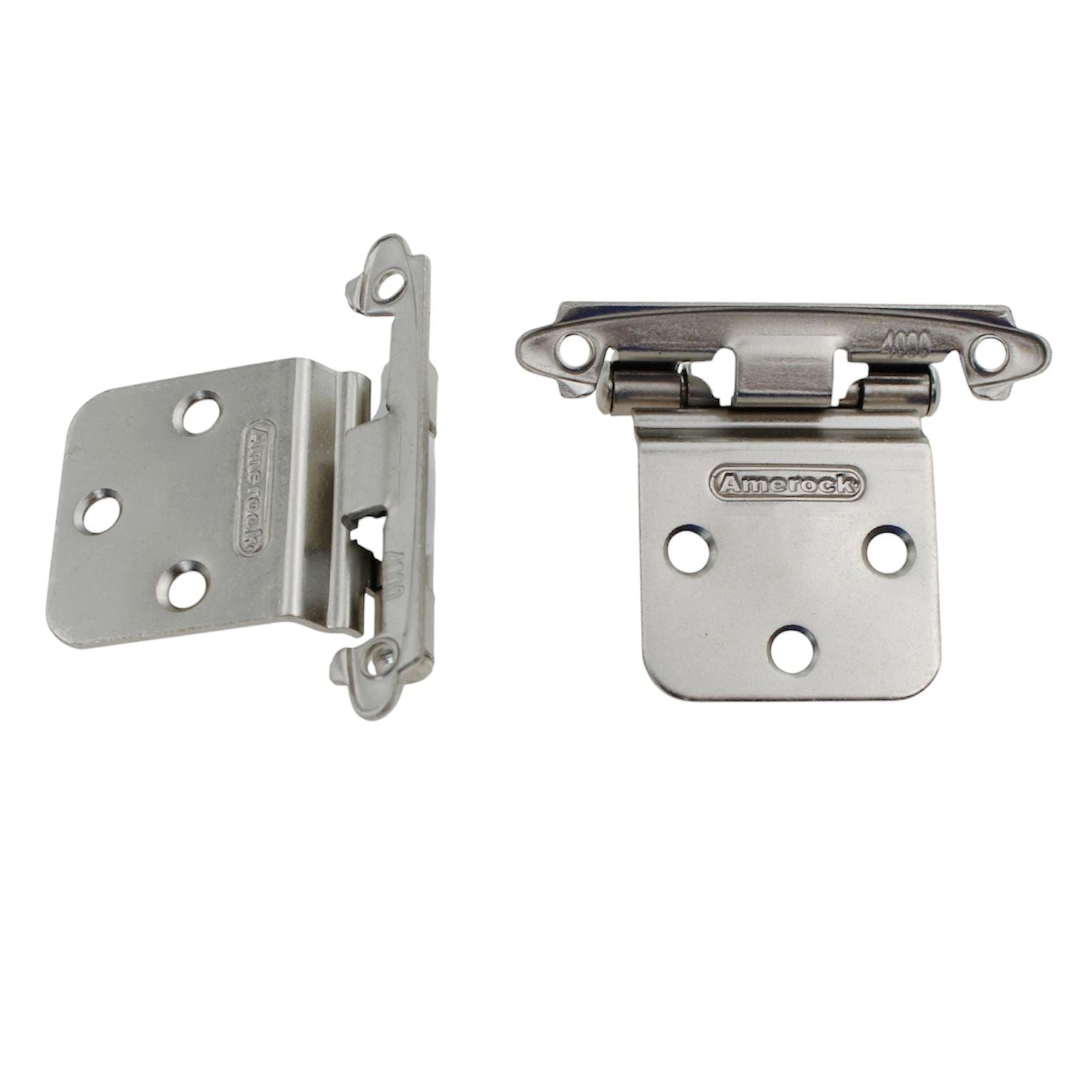 Pair of Amerock Satin Nickel Reverse Bevel Hinges Self-Closing BP7630-G10