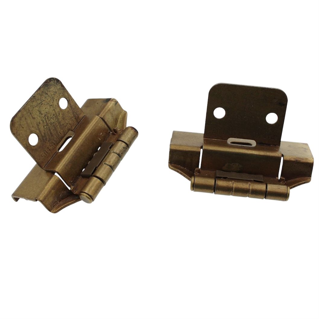 Pair Amerock Burnished Brass Full Wrap Hinges 3/8" Inset Self-Close BP79278T-BB
