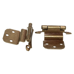Pair Amerock Face Mount Burnished Brass 3/8" Inset Hinges Self-Closing BP7928-BB