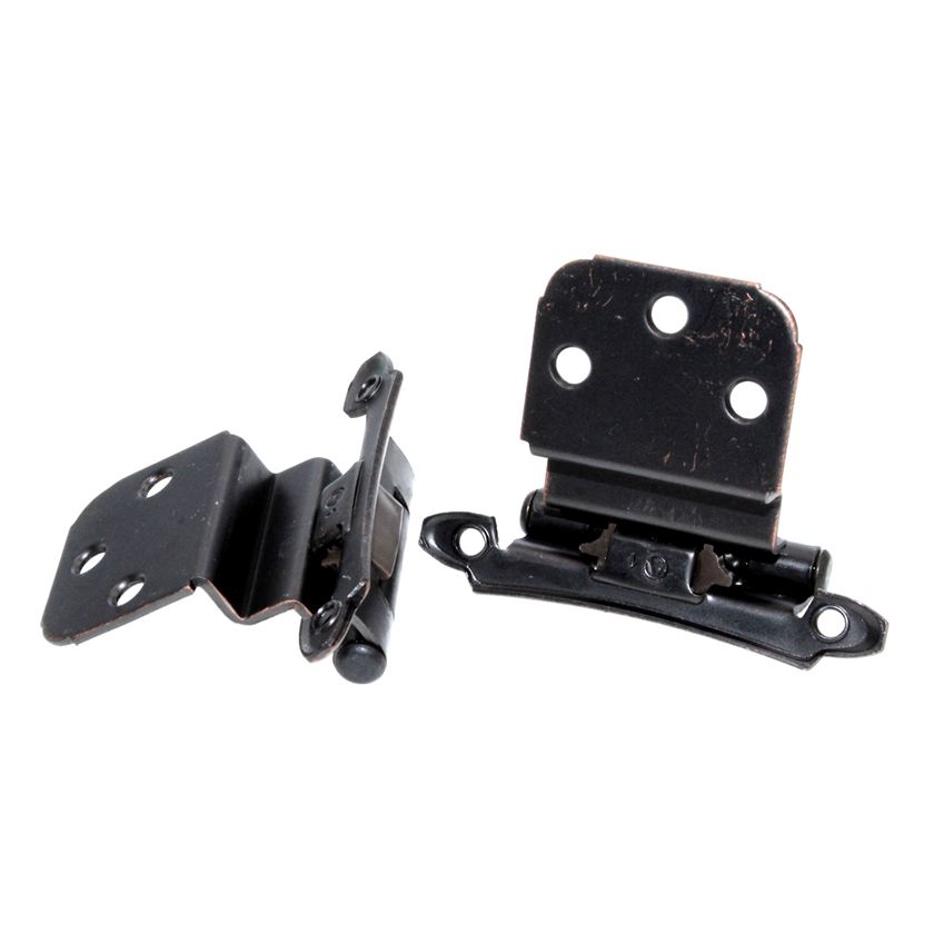 Pair of Amerock BP7928-ORB Self-Closing Face Mount 3/8" Inset Bronze Hinges