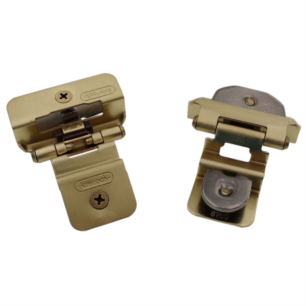 Pair Amerock Double Demountable Hinges 3/8" Inset Golden Champagne BPR8700BBZ