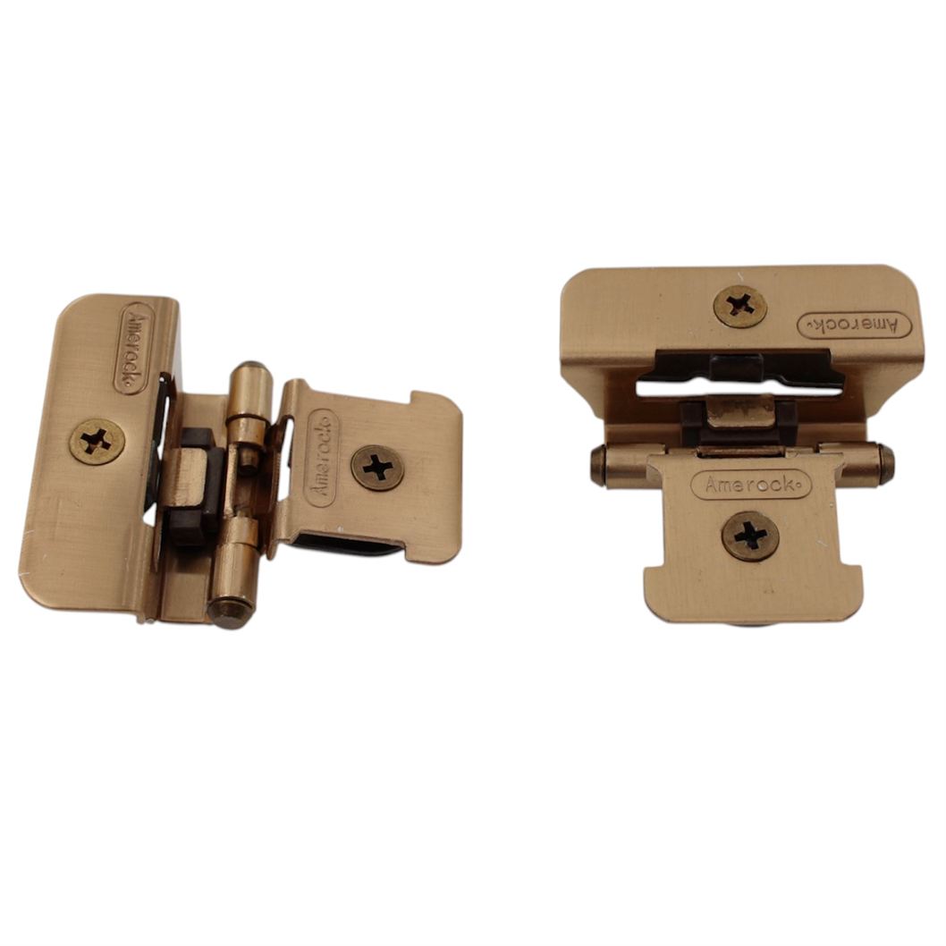 Pair Double Demountable Cabinet Hinge 1/4" Overlay Champagne Bronze BPR8701CZ