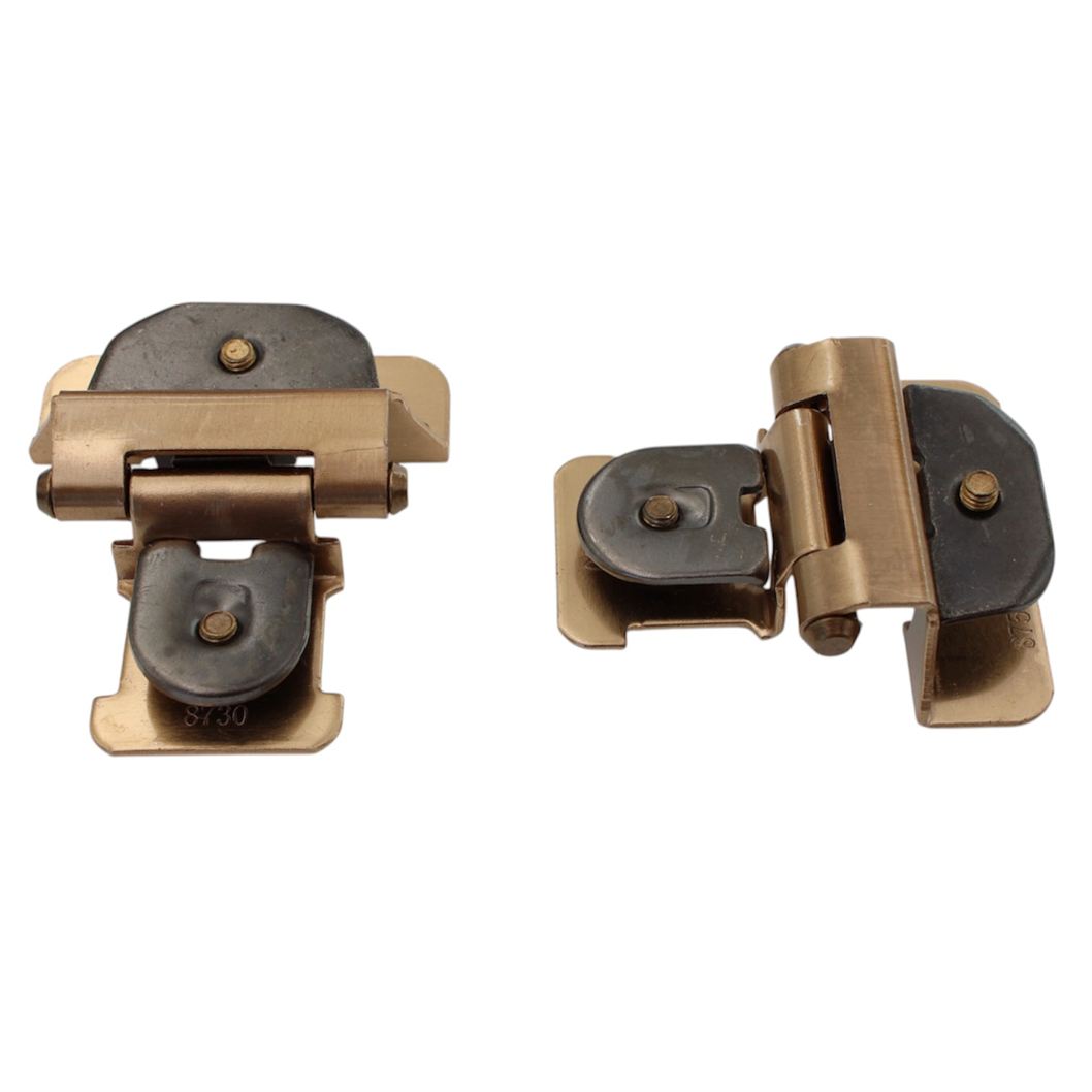 Pair Double Demountable Cabinet Hinge 1/4" Overlay Champagne Bronze BPR8701CZ