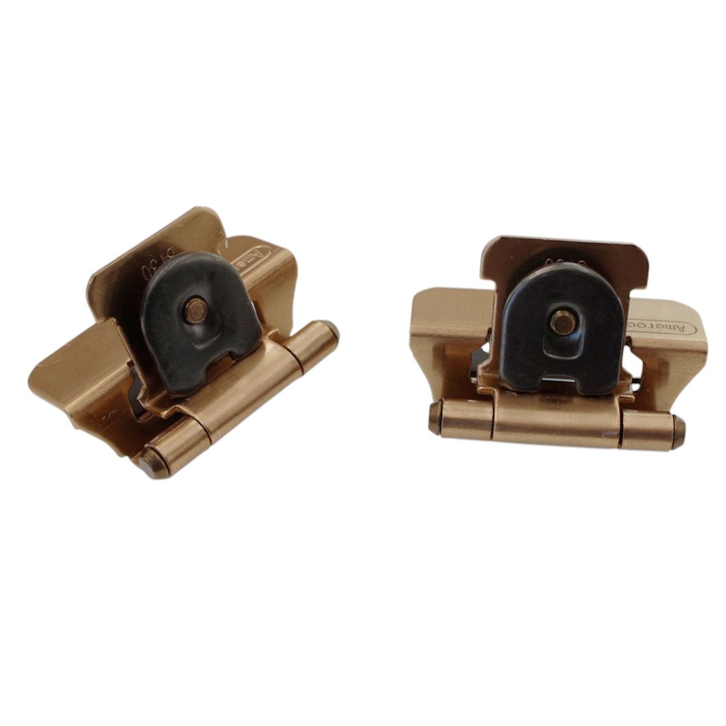 Pair Double Demountable Cabinet Hinge 1/4" Overlay Champagne Bronze BPR8701CZ