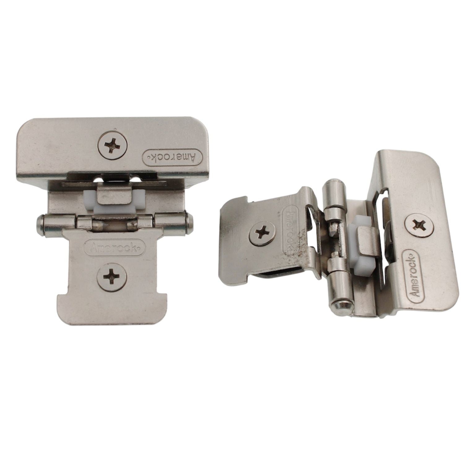 Pair Amerock Double Demountable Cabinet Hinges 1/4" Overlay Nickel BPR8701G10