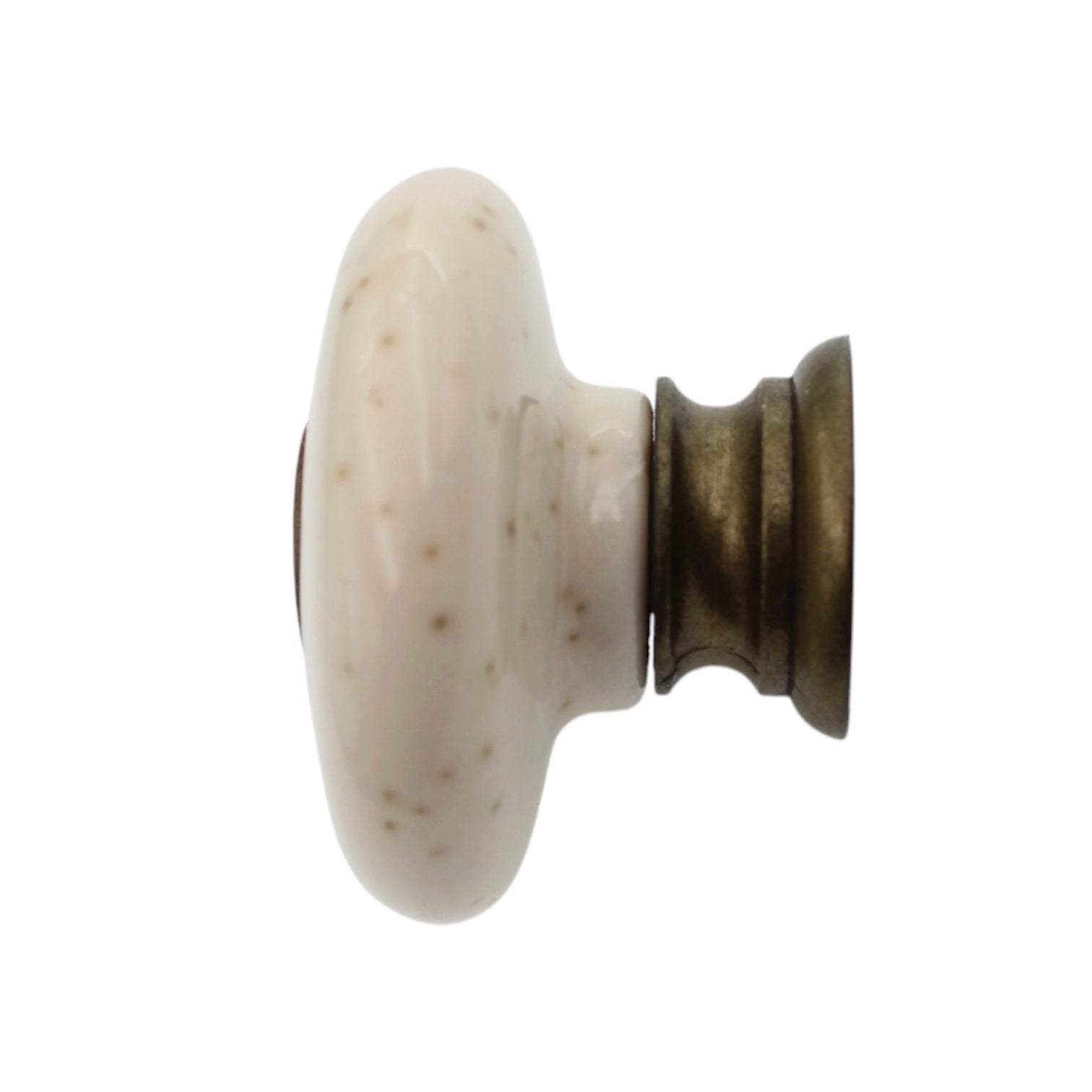 Amerock BP878-OM Oatmeal 1 1/4" Porcelain Cabinet Knob Pull with Brass Stem