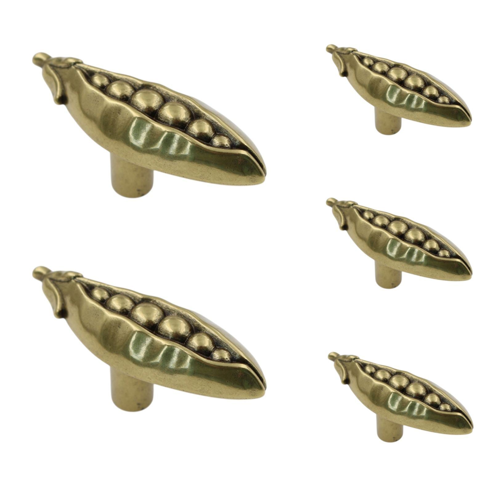 5 Pack Amerock Veggie'Z 2 3/8" Regency Brass Novelty Pea Pod Cabinet Knob BP9336-R1