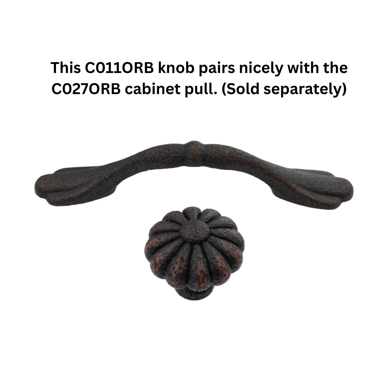 Ancient Treasures Rustic Hammered Floral Oil Rubbed Bronze 1 1/2" Pull Knob C011ORB