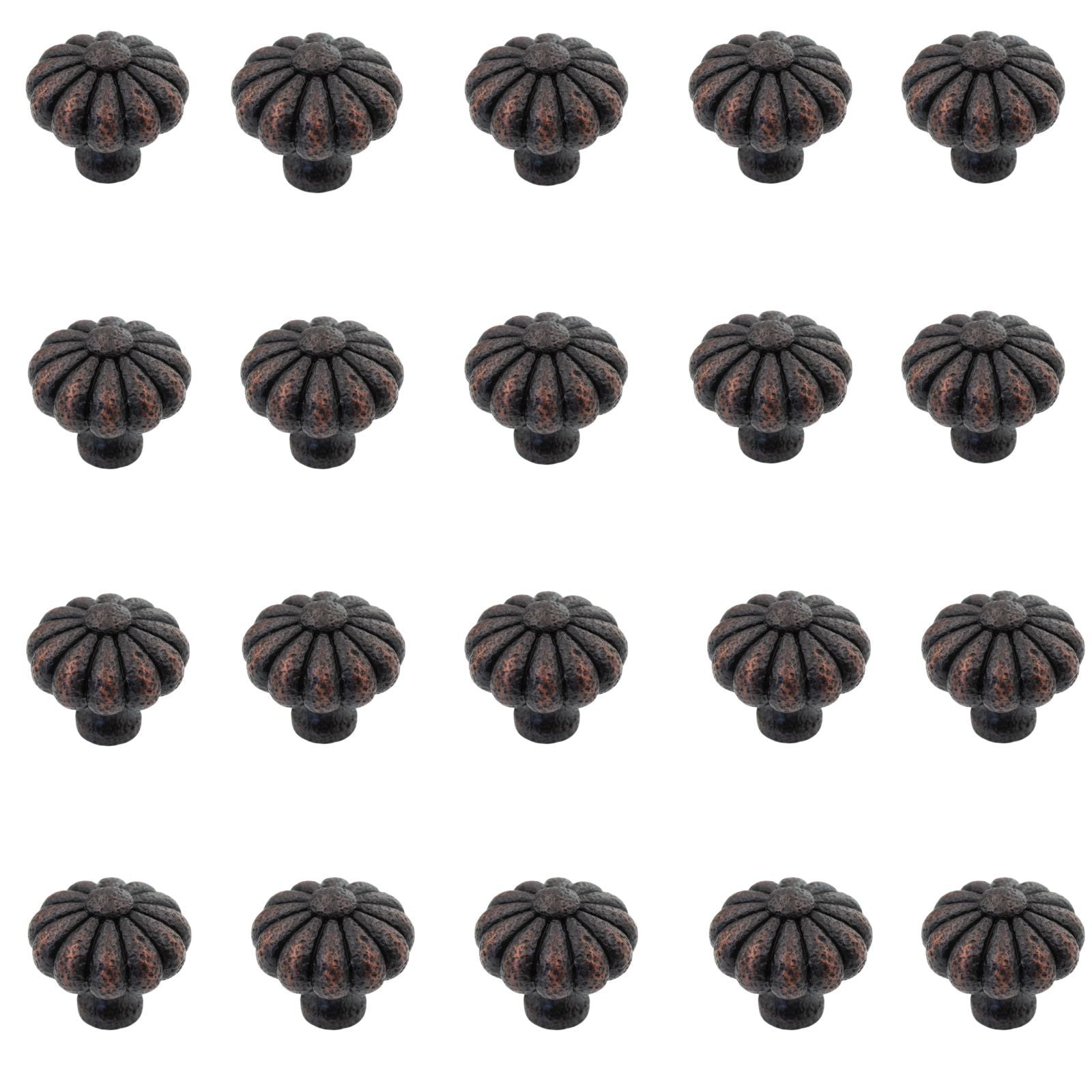 Ancient Treasures Rustic Hammered Floral Oil Rubbed Bronze 1 1/2" Pull Knob C011ORB, 20 Pack