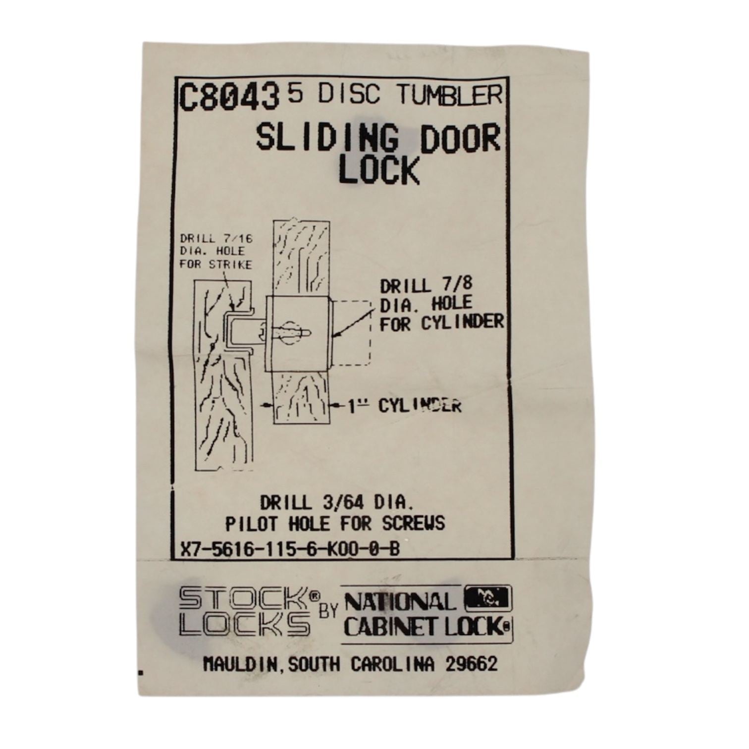 CompX National Sliding Door Lock Disc Tumbler 1" Keyed C415A Stock Locks C8043