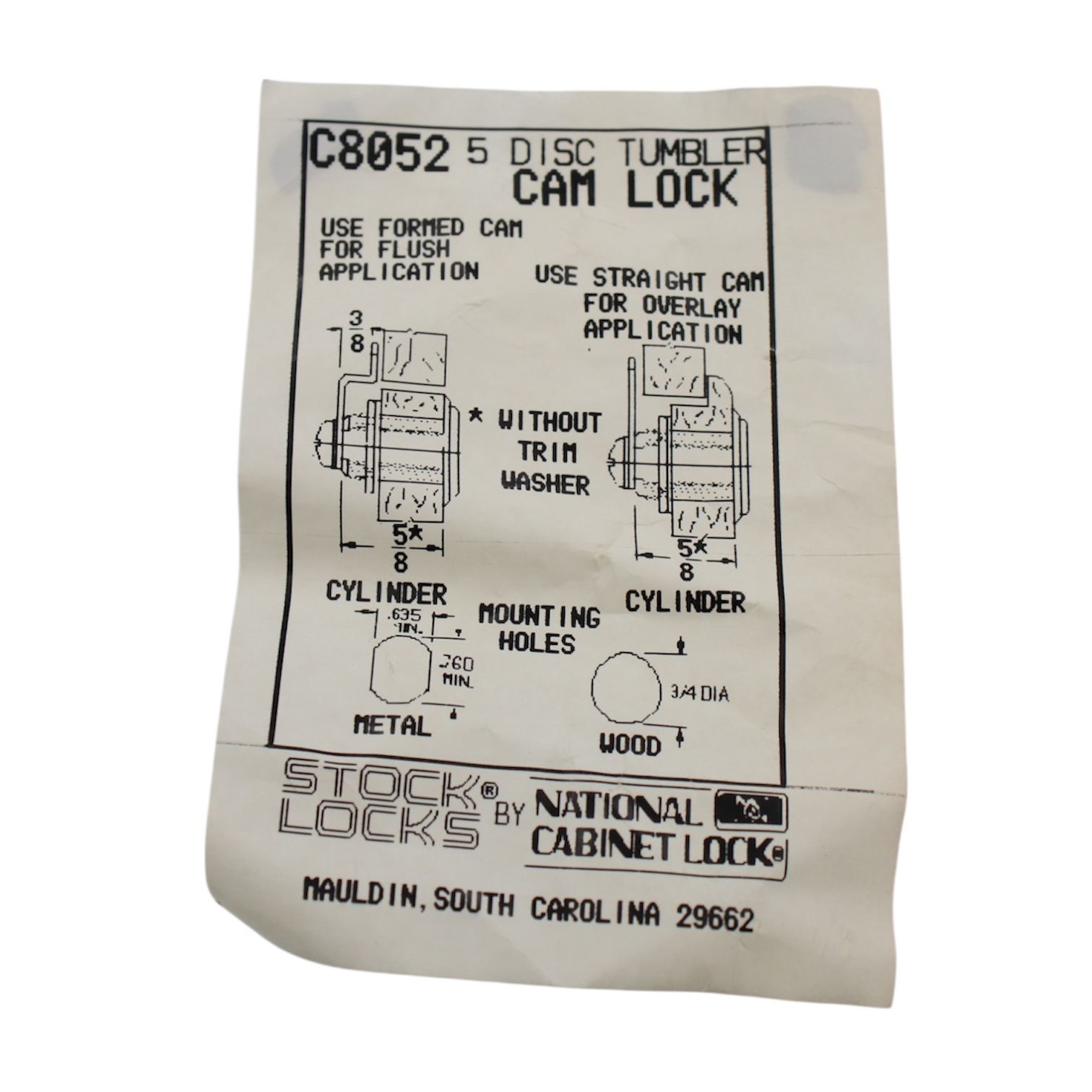 CompX National Cam Lock 5/8" Bright Nickel Keyed Alike Stock Locks C8052-14A