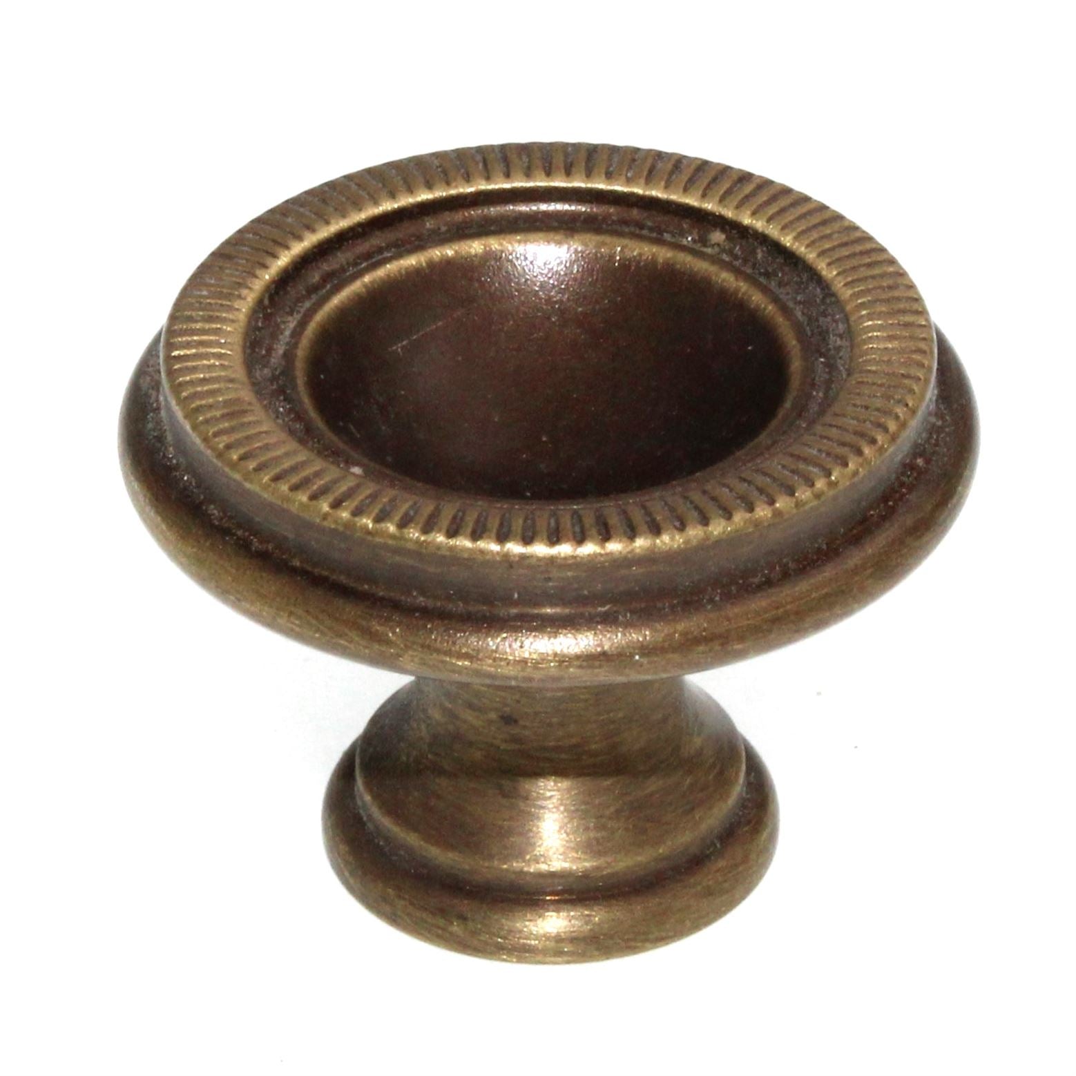 Solid Brass 1 3/8" Classic Brass Hutter Round Cabinet Knob Antique Brass 1171AB