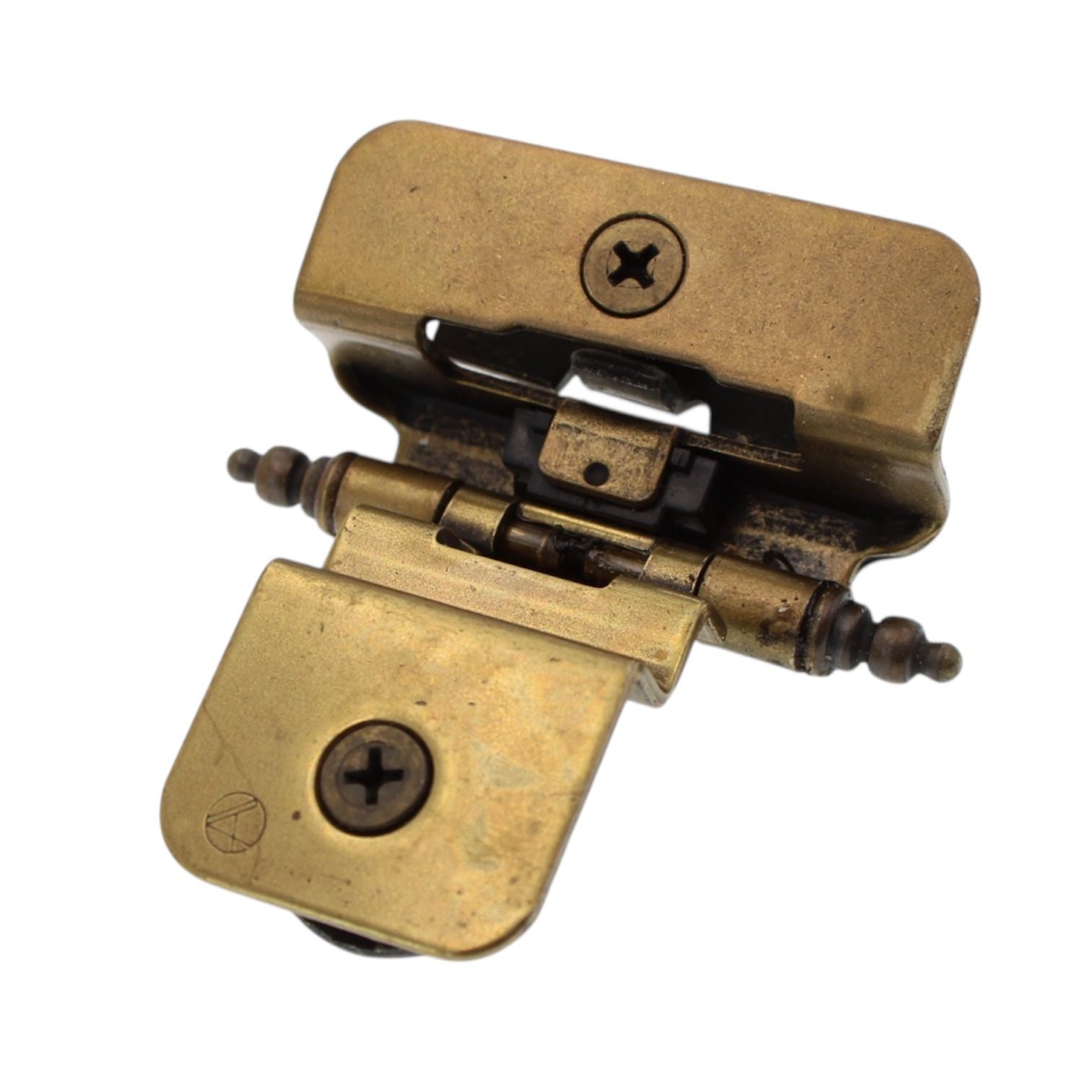 Double Demountable Cabinet Hinge 3/8" Inset Burnished Brass CM8700T4-O77, T4 Tip