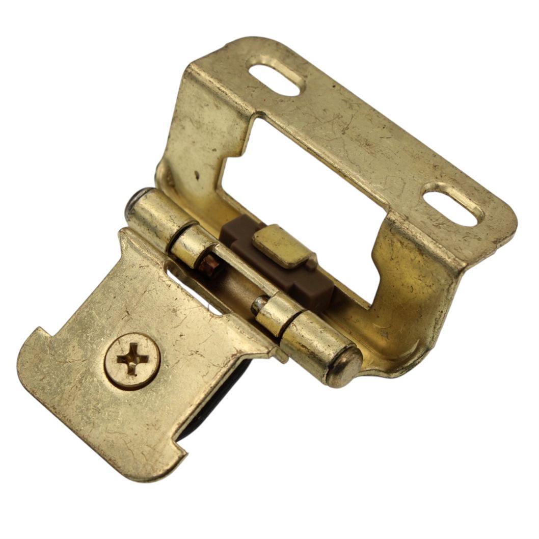 Pair of Single Demountable Cabinet Hinges 1/2" Overlay Polished Brass CM8719-3