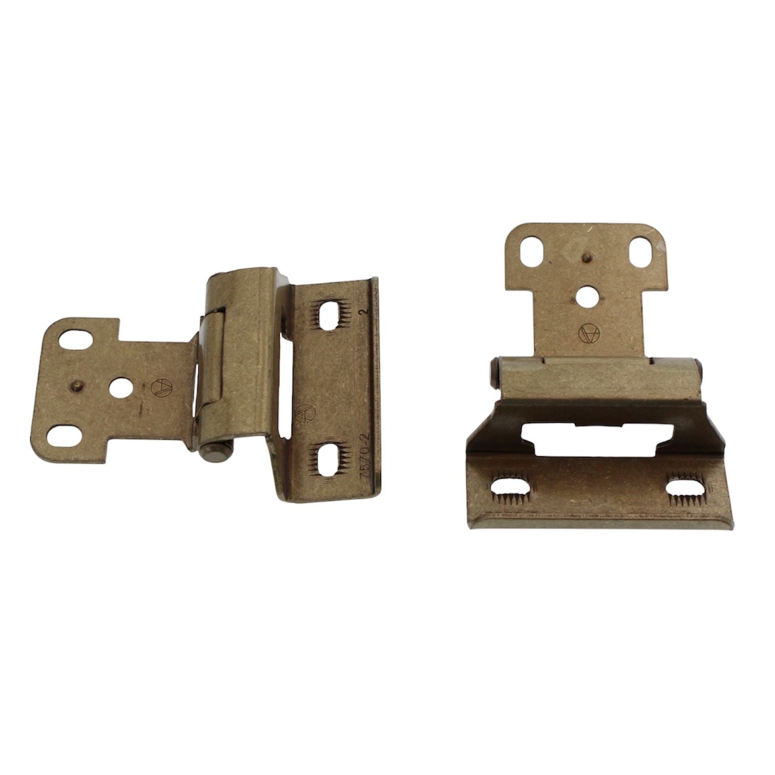 Pair of Amerock Burnished Brass Full Wrap 1/4" Overlay Cabinet Hinges D7526-BB
