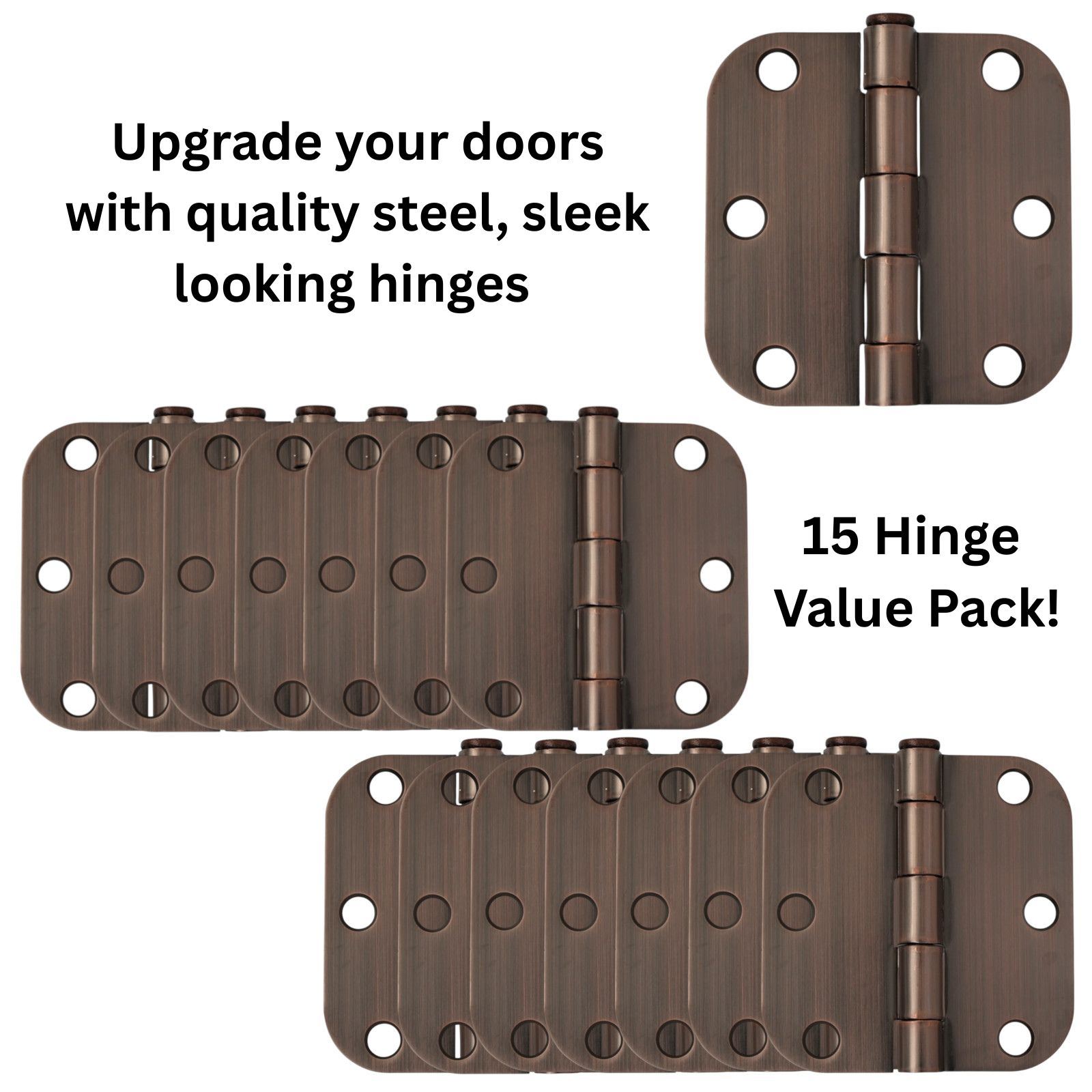 15 Pack Warwick 3" Door Hinges 5/8" Radius Corner Bronze DA3010BZ