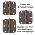 3 Pack Warwick 3" Door Hinge 5/8" Radius Corner Oil-Rubbed Bronze DA3010BZ