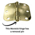 15 Pack Warwick 3" Door Hinges 5/8" Radius Corner Polished Brass DA3010PB