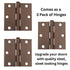 3 Pack Warwick 3" Door Hinge Square Corner Oil-Rubbed Bronze DA3011BZ