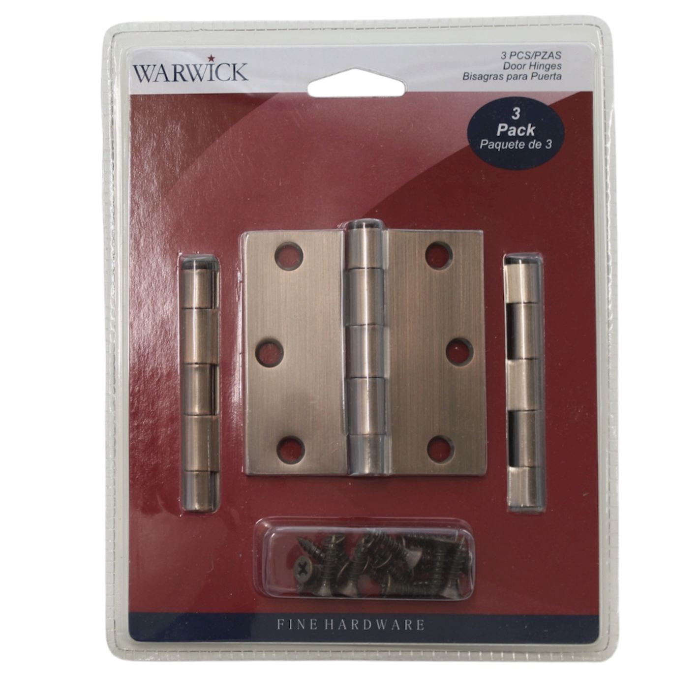 3 Pack Warwick 3" Door Hinge Square Corner Oil-Rubbed Bronze DA3011BZ
