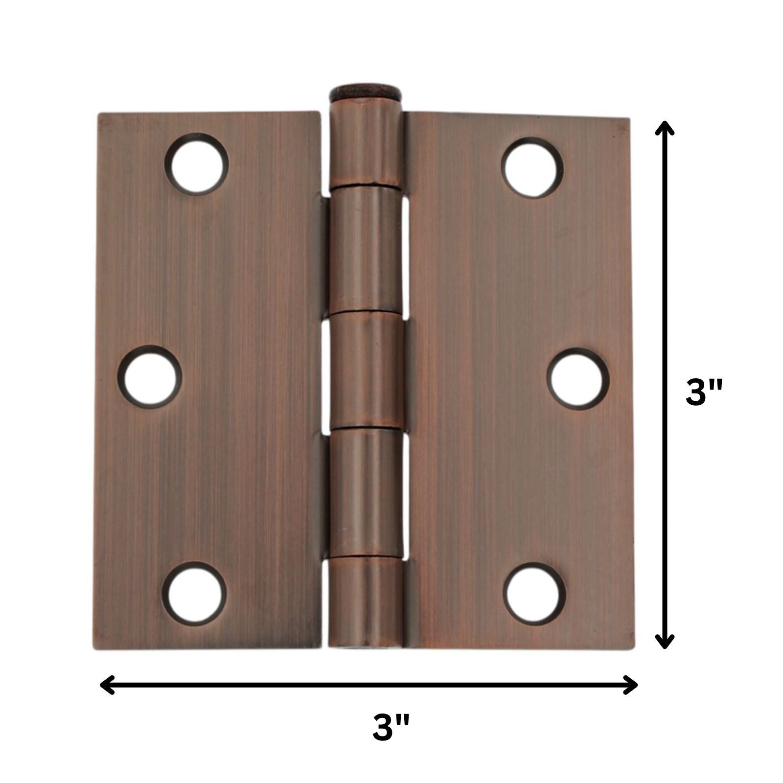 3 Pack Warwick 3" Door Hinge Square Corner Oil-Rubbed Bronze DA3011BZ