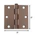 3 Pack Warwick 3" Door Hinge Square Corner Oil-Rubbed Bronze DA3011BZ