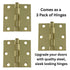 3 Pack Warwick 3" Door Hinge Square Corner Polished Brass DA3011PB