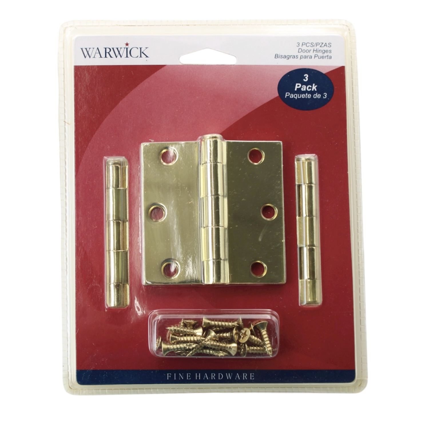 Warwick 15 Pack 3" Door Hinges Square Corner Polished Brass DA3011PB
