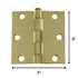 Warwick 15 Pack 3" Door Hinges Square Corner Polished Brass DA3011PB