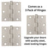 3 Pack Warwick 3" Door Hinge Square Corner Satin Nickel DA3011SN