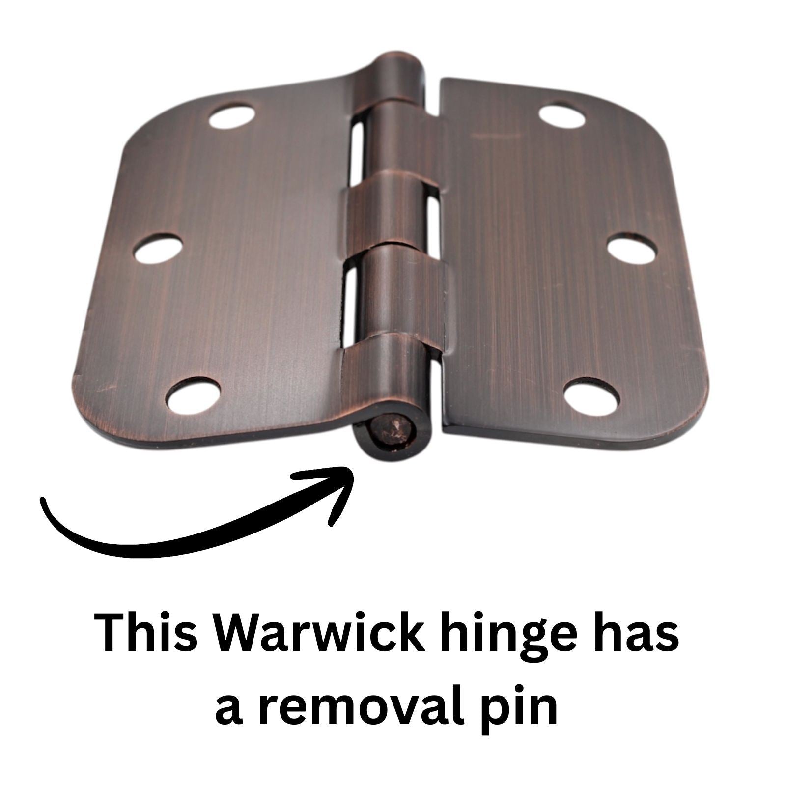 Warwick 3 1/2" Door Hinge 5/8" Radius Corner Oil-Rubbed Bronze BDA3012BZ