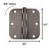 3 Pack Warwick 3 1/2" Door Hinge 5/8" Radius Corner Oil-Rubbed Bronze DA3012BZ