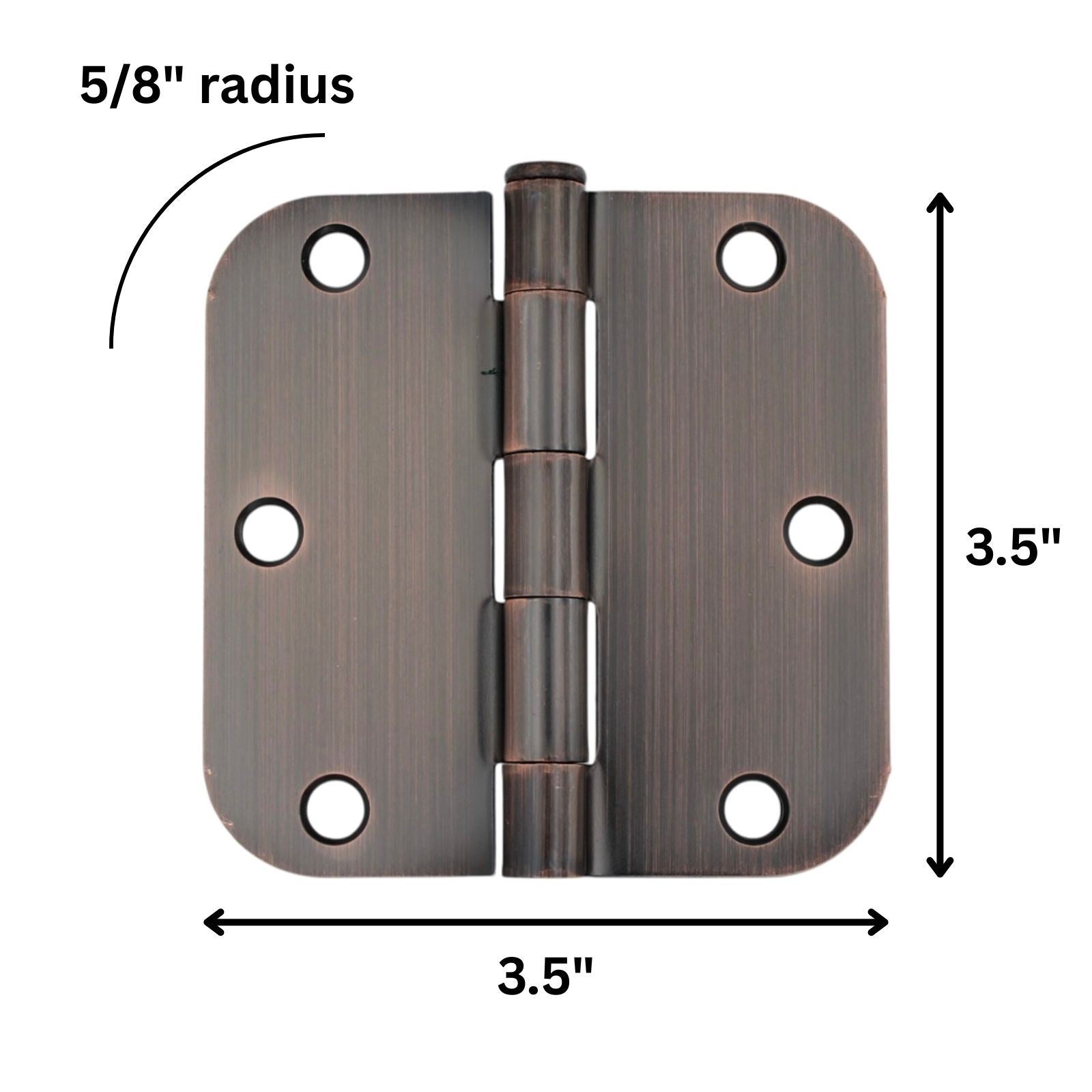 Warwick 3 1/2" Door Hinge 5/8" Radius Corner Oil-Rubbed Bronze BDA3012BZ