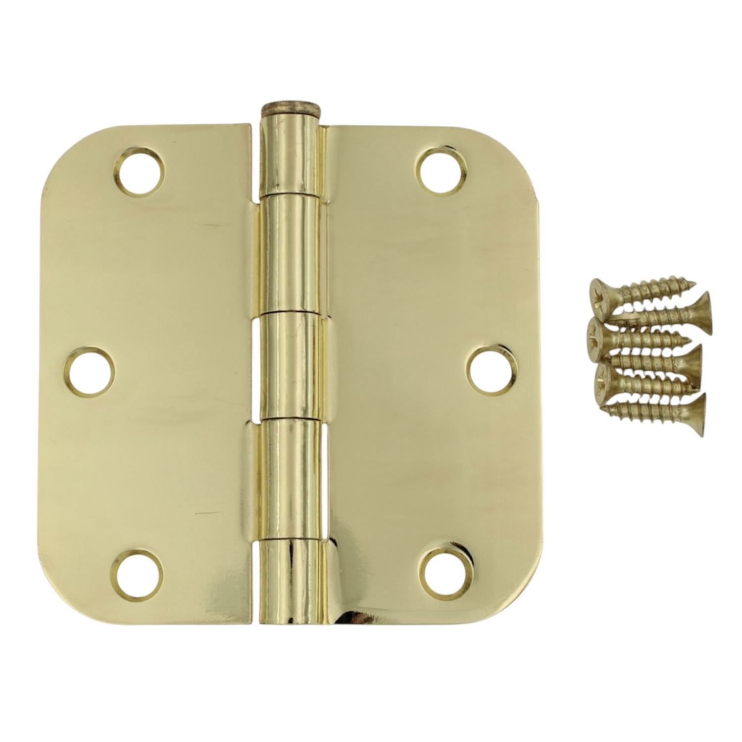 3 Pack Warwick 3 1/2" Door Hinge 5/8" Radius Corner Polished Brass DA3012PB