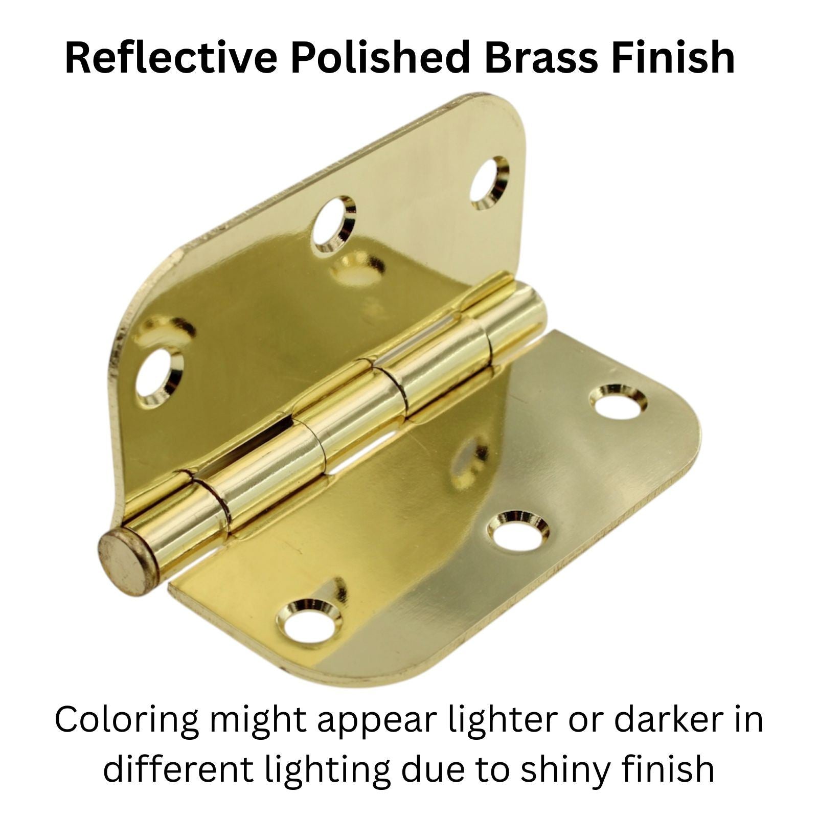 3 Pack Warwick 3 1/2" Door Hinge 5/8" Radius Corner Polished Brass DA3012PB