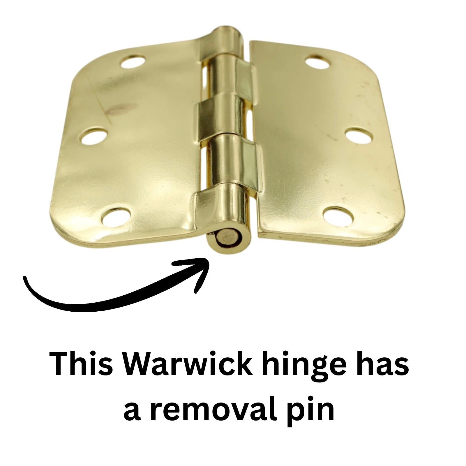 3 Pack Warwick 3 1/2" Door Hinge 5/8" Radius Corner Polished Brass DA3012PB