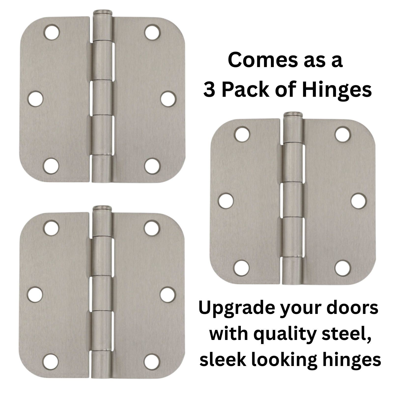 Warwick 3 1/2" Door Hinge 5/8" Radius Corner Satin Nickel BDA3012SN