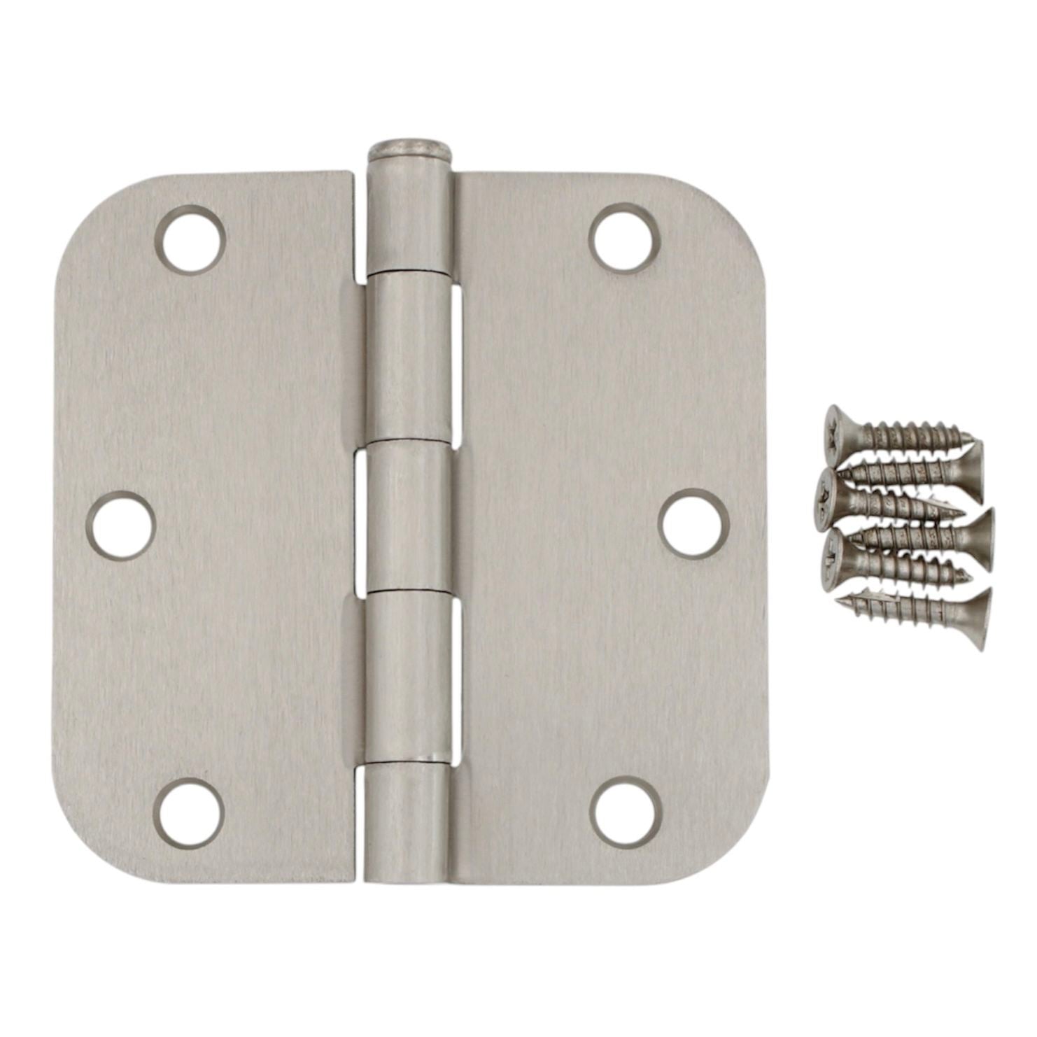 3 Pack Warwick 3 1/2" Door Hinge 5/8" Radius Corner Satin Nickel DA3012SN