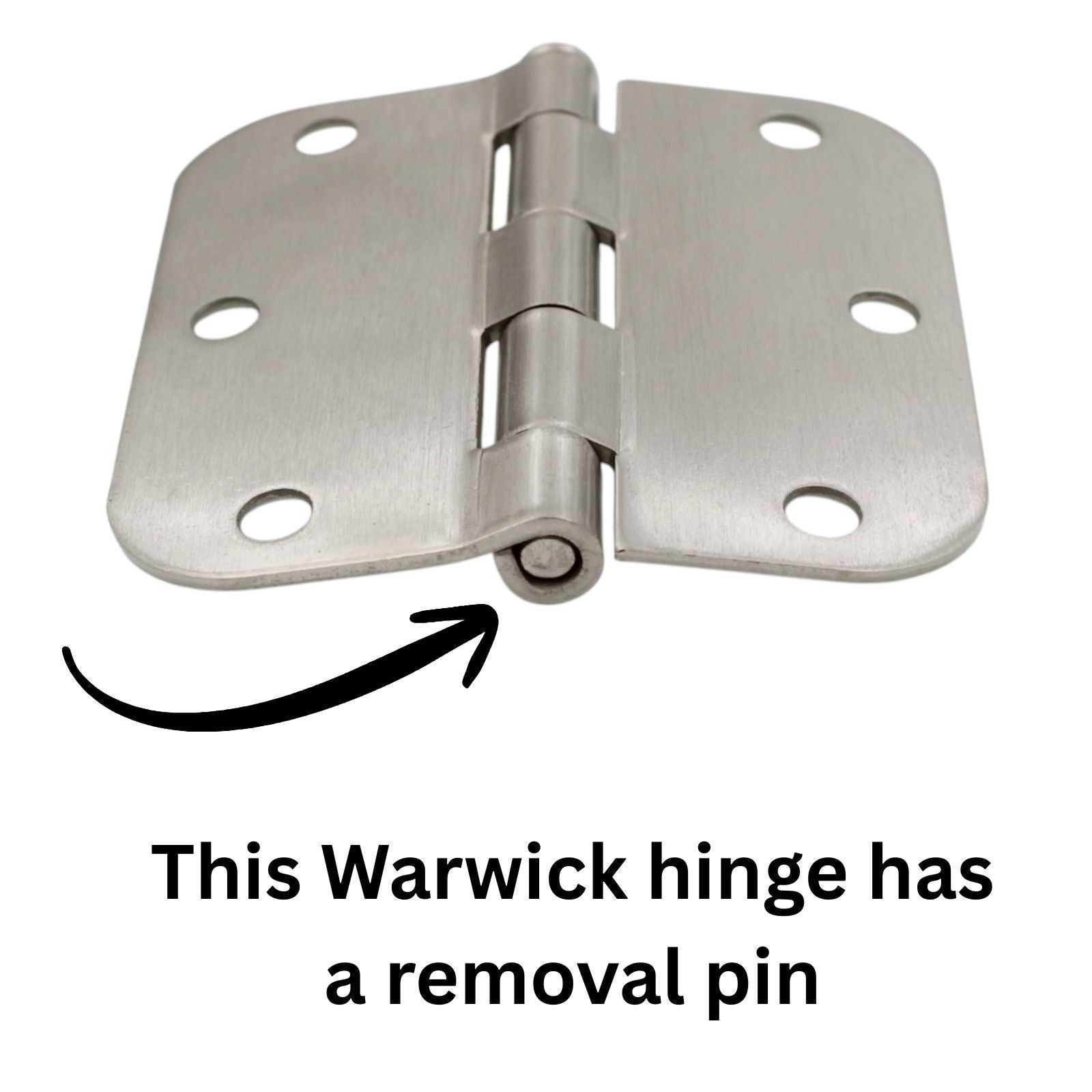 3 Pack Warwick 3 1/2" Door Hinge 5/8" Radius Corner Satin Nickel DA3012SN