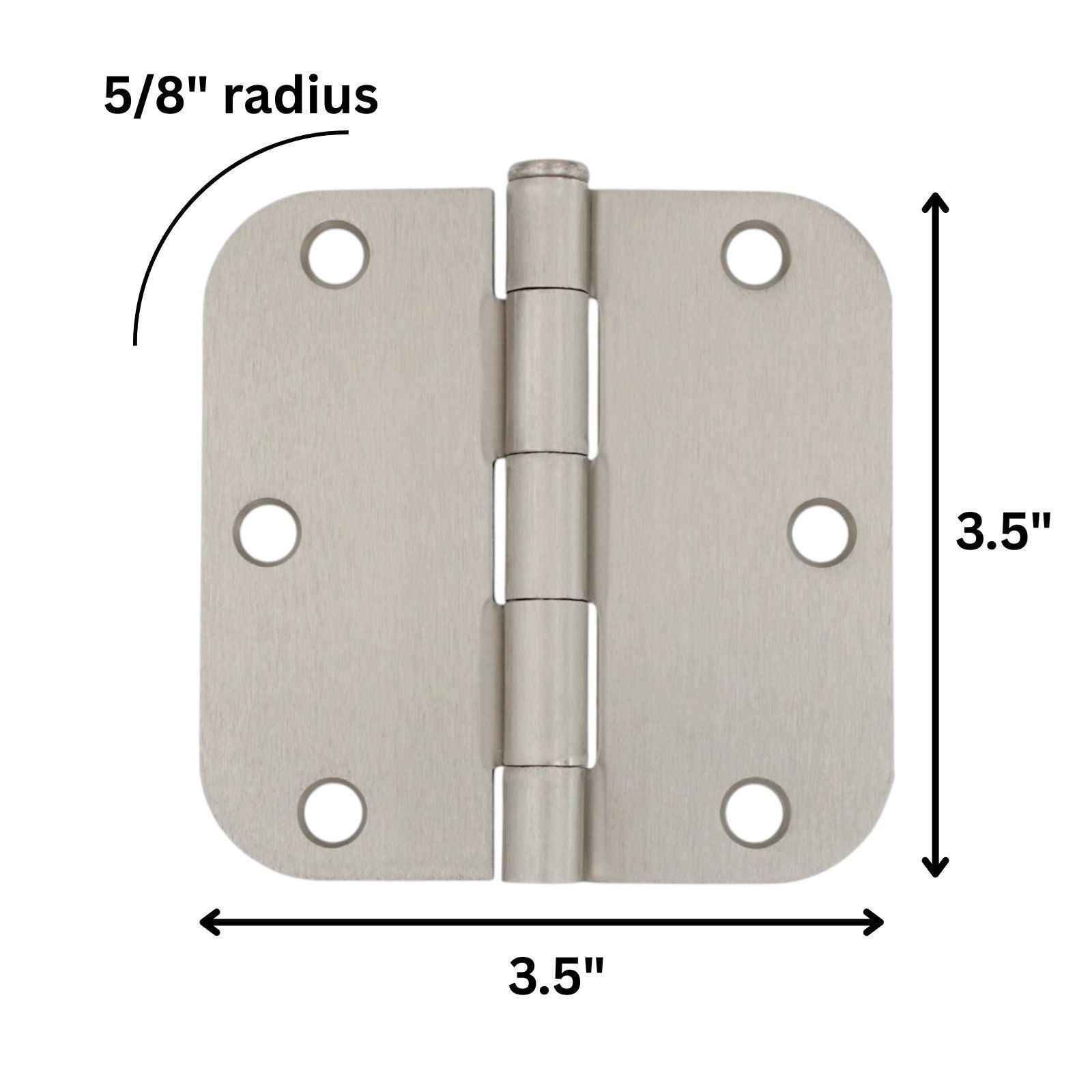 Warwick 3 1/2" Door Hinge 5/8" Radius Corner Satin Nickel BDA3012SN