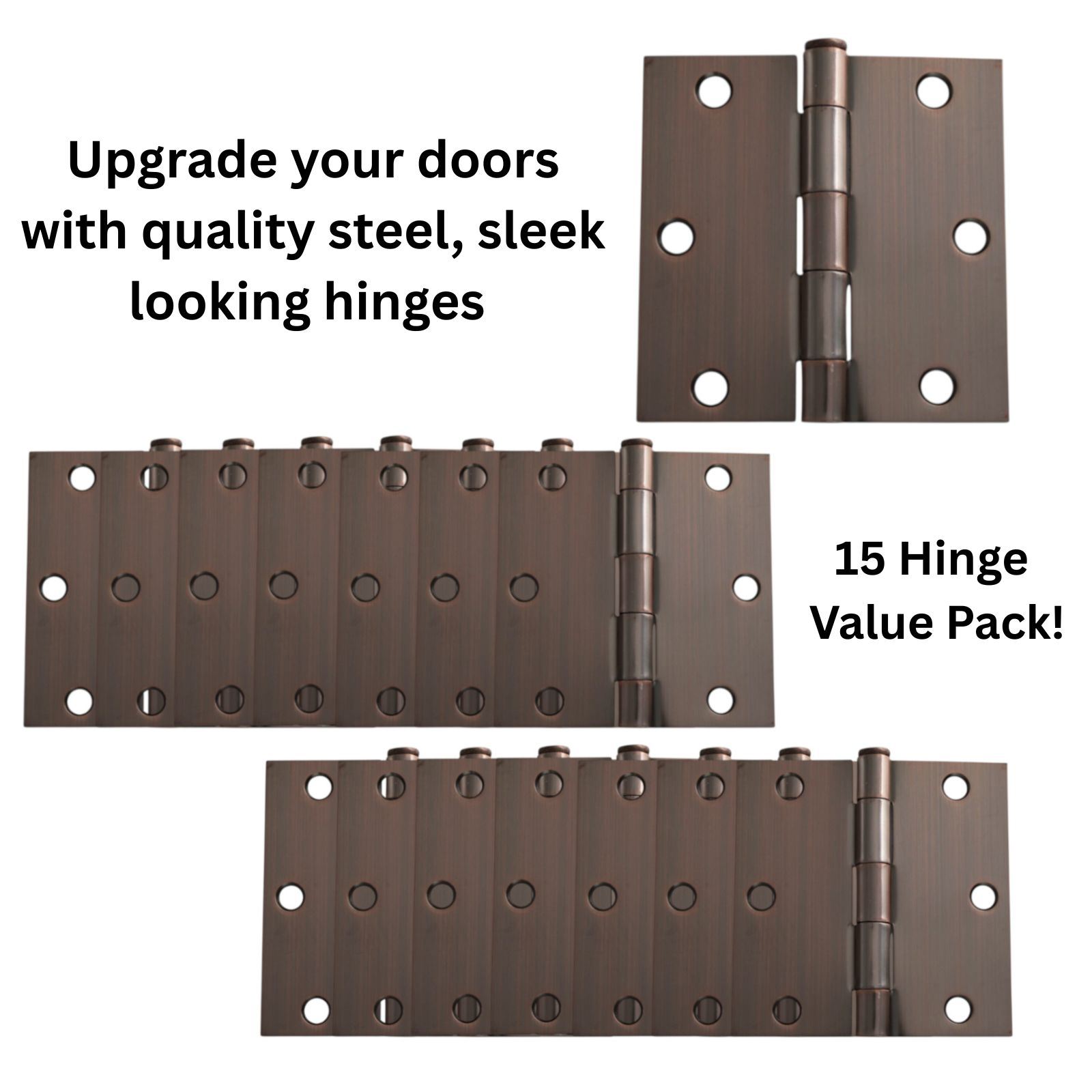 Warwick 15 Pack 3 1/2" Door Hinges Square Corner Bronze DA3013BZ