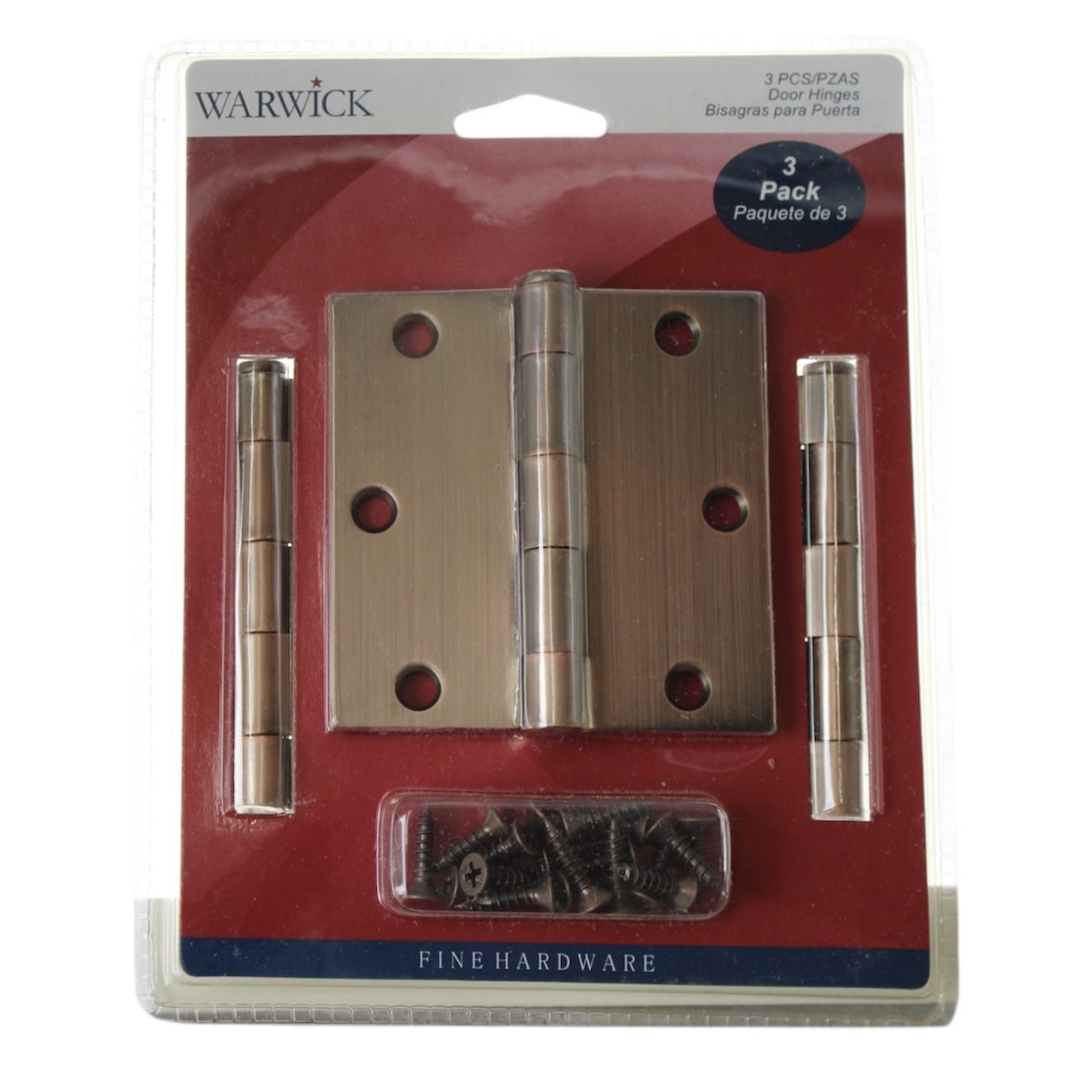 Warwick 15 Pack 3 1/2" Door Hinges Square Corner Bronze DA3013BZ