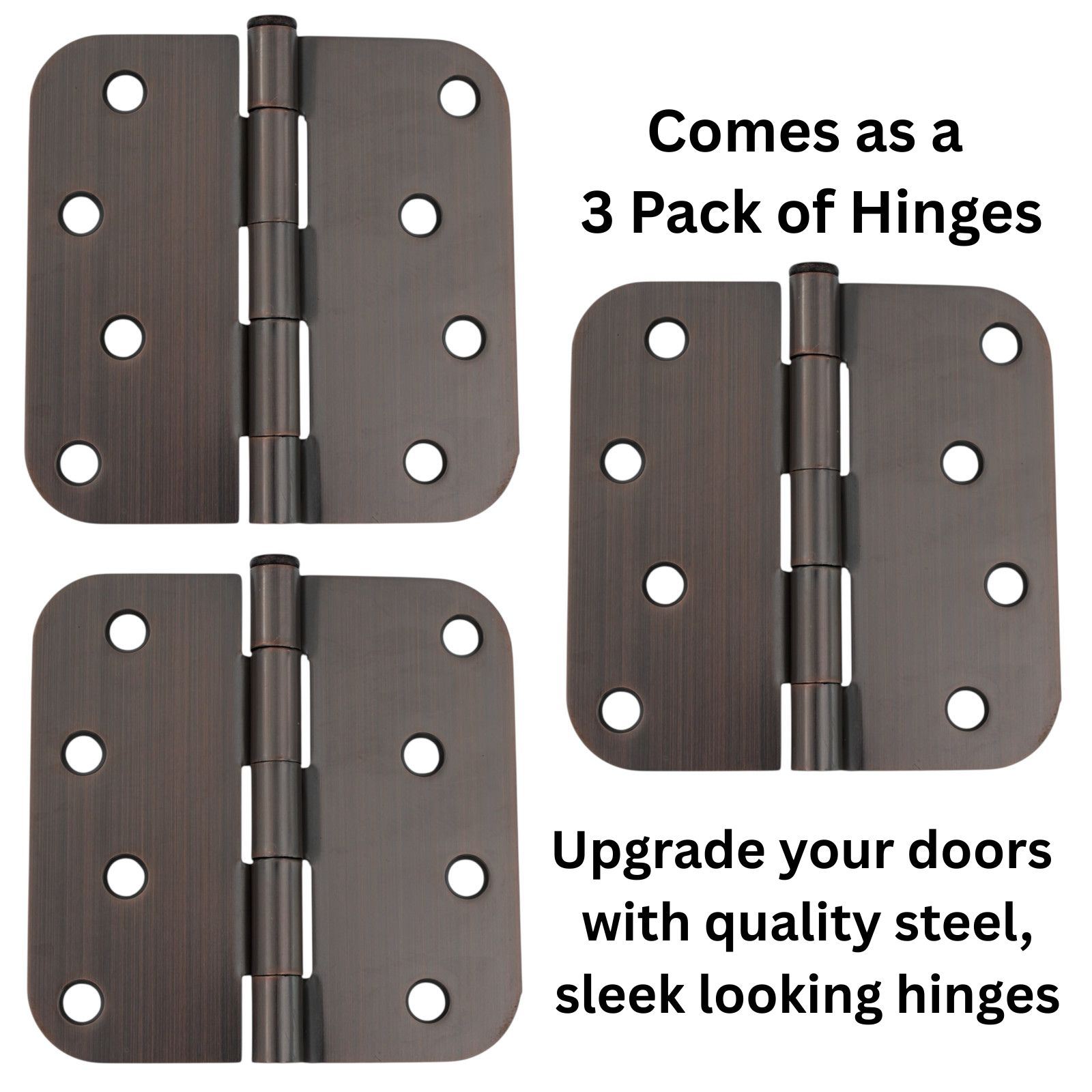3 Pack Warwick 4" Door Hinge 5/8" Radius Corner Oil-Rubbed Bronze DA3014BZ