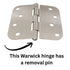 Warwick 15 Pack 4" Door Hinges 5/8" Radius Corner Satin Nickel DA3014SN
