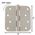 Warwick 15 Pack 4" Door Hinges 5/8" Radius Corner Satin Nickel DA3014SN