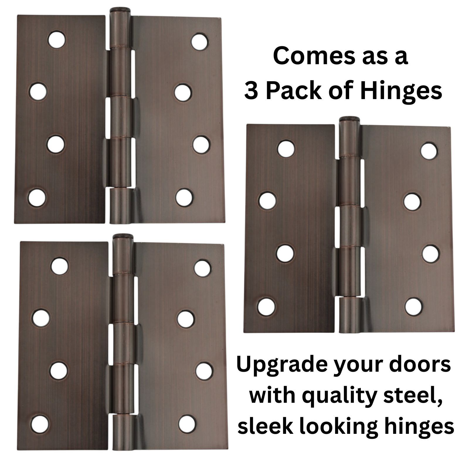 3 Pack Warwick 4" Door Hinge Square Corner Oil-Rubbed Bronze DA3015BZ